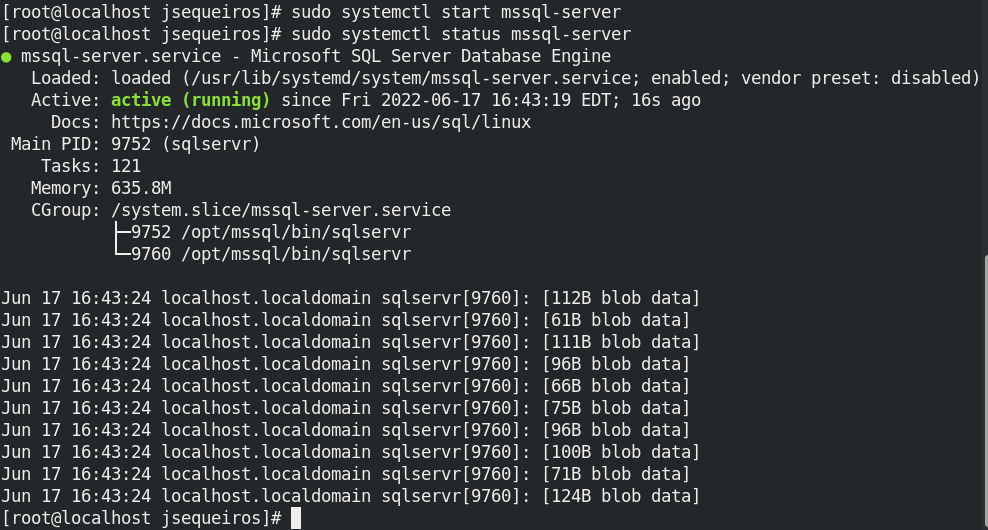 Iniciar el servicio de SQL Server en Linux Red Hat